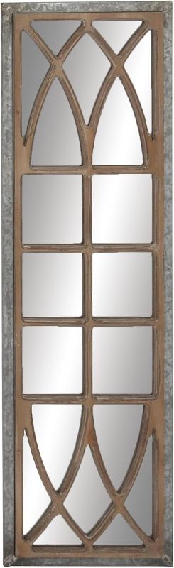 Photo 1 of Deco 79 Wood Room Wall Mirror Window Pane Inspired Entryway Mirror, Wall Mounted Mirror 15" x 1" x 52", Brown