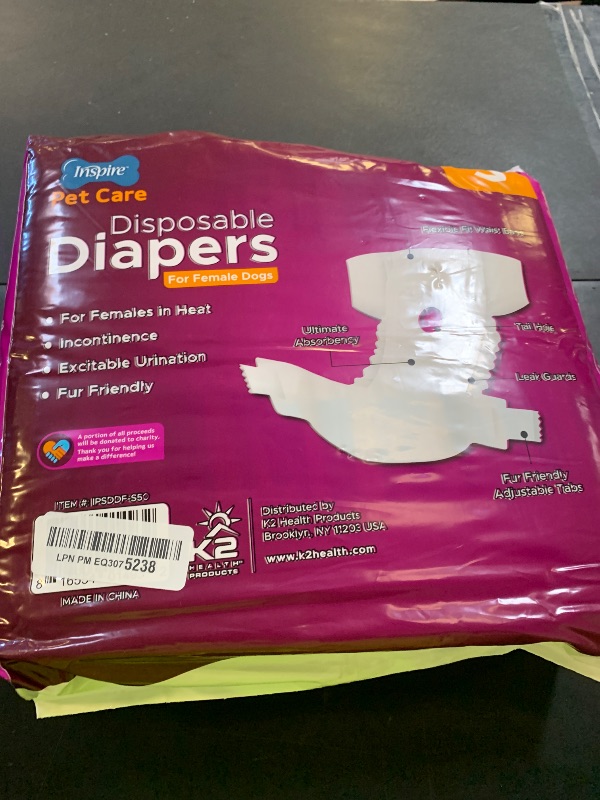 Photo 1 of Inspire Pet Care Dog Diapers Female Dogs | Bulk Value Doggie Incontinence, Accidents, for Heat, Pee or Period and Housebreaking (Small (50 Count))