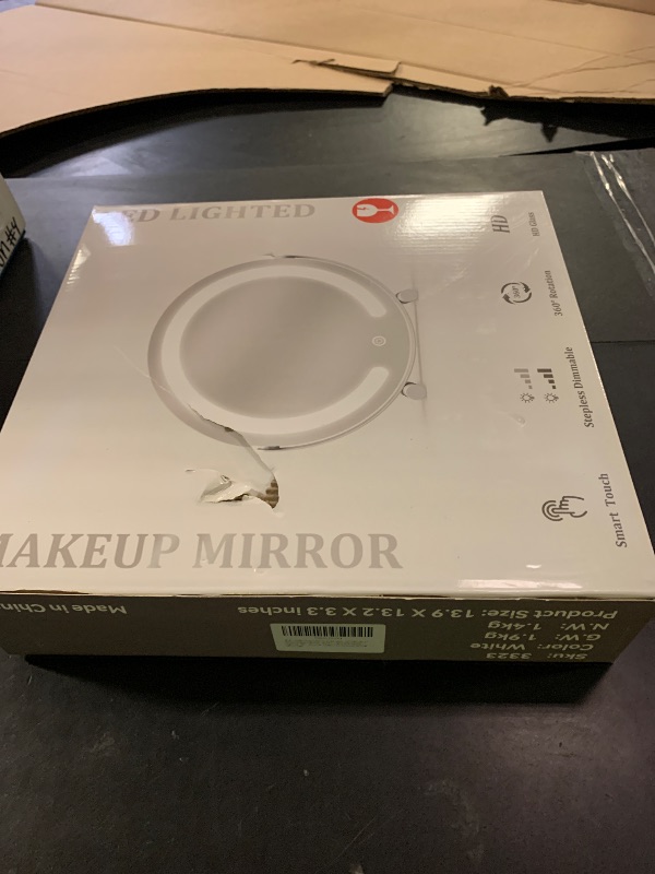 Photo 1 of FENNIO Vanity Mirror with Lights, 13 inch COB LED Lighted Makeup Mirror, Round Makeup Mirror with Lights with 3-Color Lighting, 360° Rotation, Dimmable for Tabletop, Bedroom