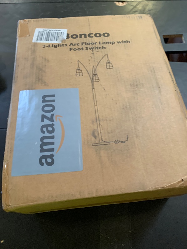 Photo 1 of Industrial Floor Lamp, 3 Light Arc Floor Lamps for Living Room, 76 Inch Tall Standing Lamp with Metal Cage Shades & Foot Switch, Vintage Floor Lamp for Bedroom, Office, Corner, Bronze