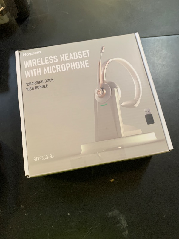 Photo 1 of Bluetooth Headset, Wireless Headphones with Microphone Noise Canceling & USB Dongle, V5.0 Trucker Bluetooth Headset with Mic Mute & Charge Dock for PC/Laptop/Phone/Meeting/CallCenter/Office Gold