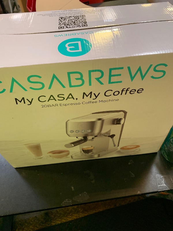 Photo 1 of CASABREWS 3700 Essential Espresso Machine 20 Bar, Stainless Steel Cappuccino & Latte Machine with Steam Frother for Home, 43.9oz Water Tank, Silver