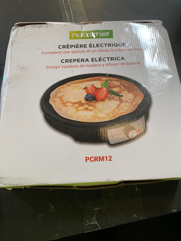 Photo 1 of Nutrichef Electric Crepe Maker & Griddle Cooktop - Nonstick 12 Inch Aluminum Hot Plate with LED Indicator Lights & Adjustable Temperature Control - Wooden Spatula & Batter Spreader Included