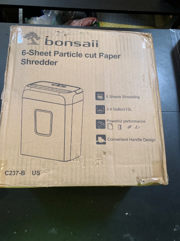 Photo 1 of Bonsaii Paper Shredder for Home Use, 3.4 Gal Wastebasket, 6 Sheet Crosscut Paper Credit Cards, Staples, and Clips Shredder for Home Office Use, Portable Handle Design (C237-B New Version)