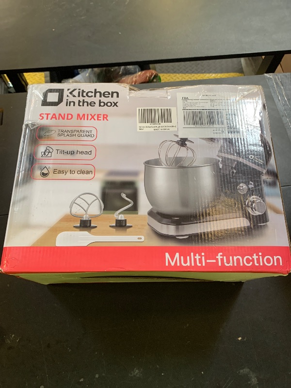 Photo 1 of Kitchen in the box Stand Mixer,3.2Qt Small Electric Food Mixer,6 Speeds Portable Lightweight Kitchen Mixer for Daily Use with Egg Whisk,Dough Hook,Flat Beater (Black)