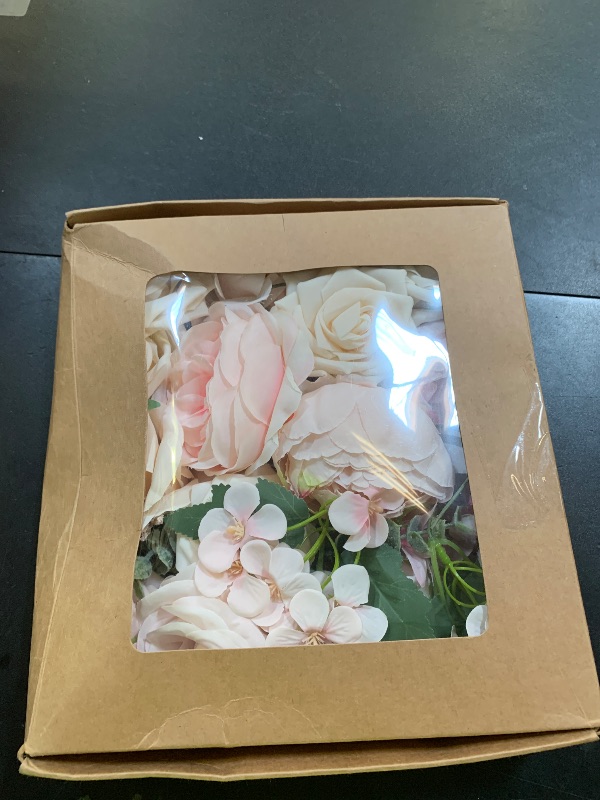 Photo 1 of Floroom Cream Blush Artificial Flowers Fake Roses Peonies and Greenery Combo Box Set for DIY Pink Wedding Bouquets Bridal Shower Centerpieces Floral Arrangements Party Tables Home Decorations