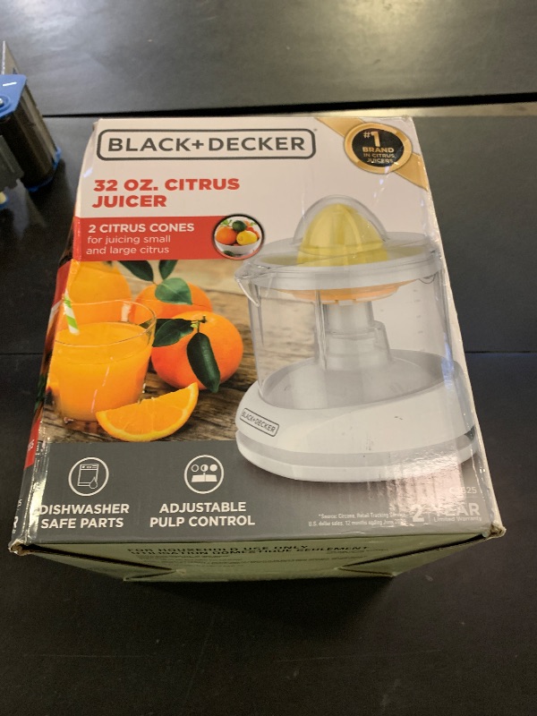 Photo 1 of BLACK+DECKER 32oz Electric Citrus Juicer, CJ625, Pressure Activated, Adjustable Pulp Control, Dishwasher-Safe