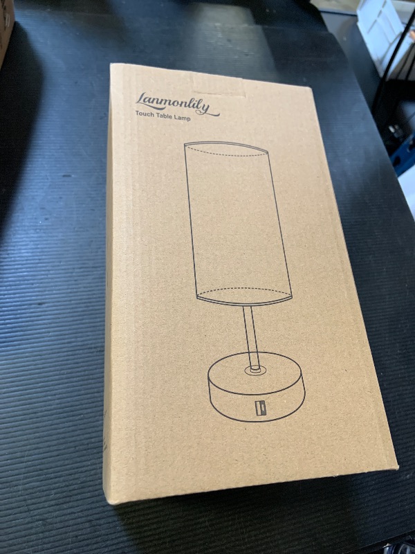 Photo 1 of Lanmonlily Touch Bedside Table Lamp with Bedroom, 3 Way Dimmable Desk lamp USB C Charging Ports and AC Outlet, Nightstand Lamp with Round Flower Fabric Shade for Living Room, Home Office