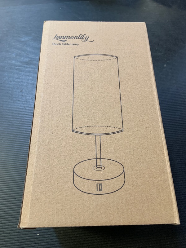 Photo 1 of Lanmonlily Touch Bedside Table Lamp with Bedroom, 3 Way Dimmable Desk lamp USB C Charging Ports and AC Outlet, Nightstand Lamp with Round Flower Fabric Shade for Living Room, Home Office