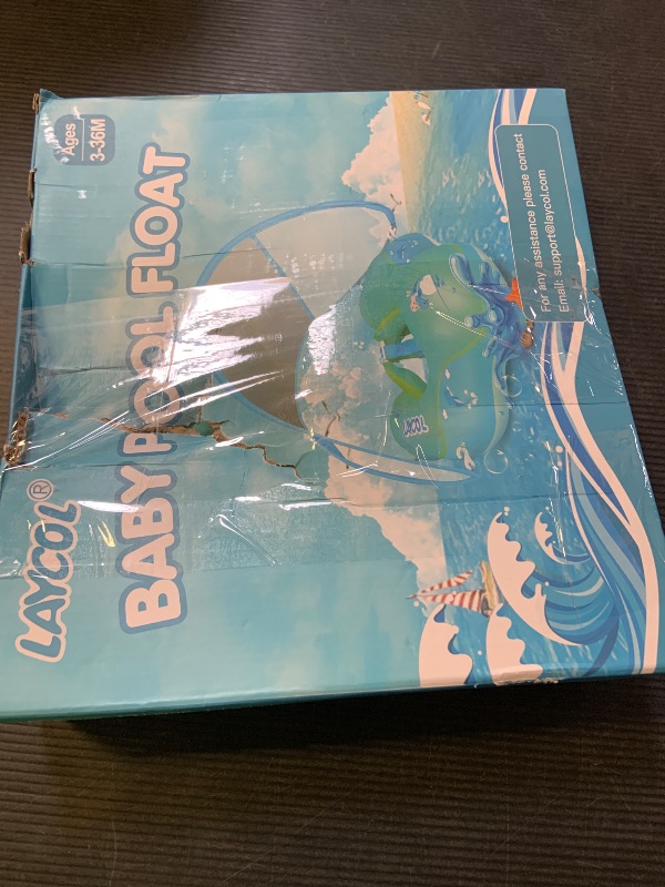 Photo 1 of LAYCOL Baby Swimming Float Inflatable Baby Pool Float Ring with Sun Protection Canopy,add Tail no flip Over for Age of 3-36 Months