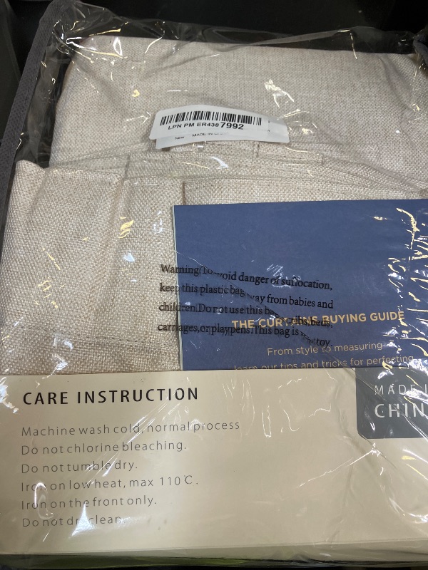 Photo 1 of 100% Blackout Shield Linen Blackout Curtains for Bedroom 84 Inches Long, Back Tab/Rod Pocket Living Room Drapes, Thermal Insulated Blackout Curtains 2 Panels Set, 50" W x 84" L, Cream