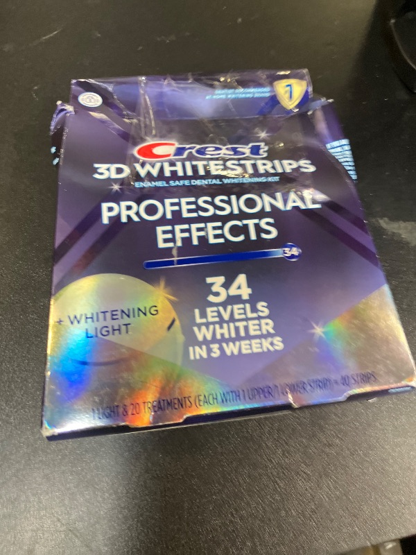 Photo 1 of Crest 3D Whitestrips Professional Effects + LED Light – Teeth Whitening Kit, 1 Light + 20 Treatments, Each with 1 Upper/1Lower, 40 Strips – Crest 3DWhite Teeth Whitening Strips