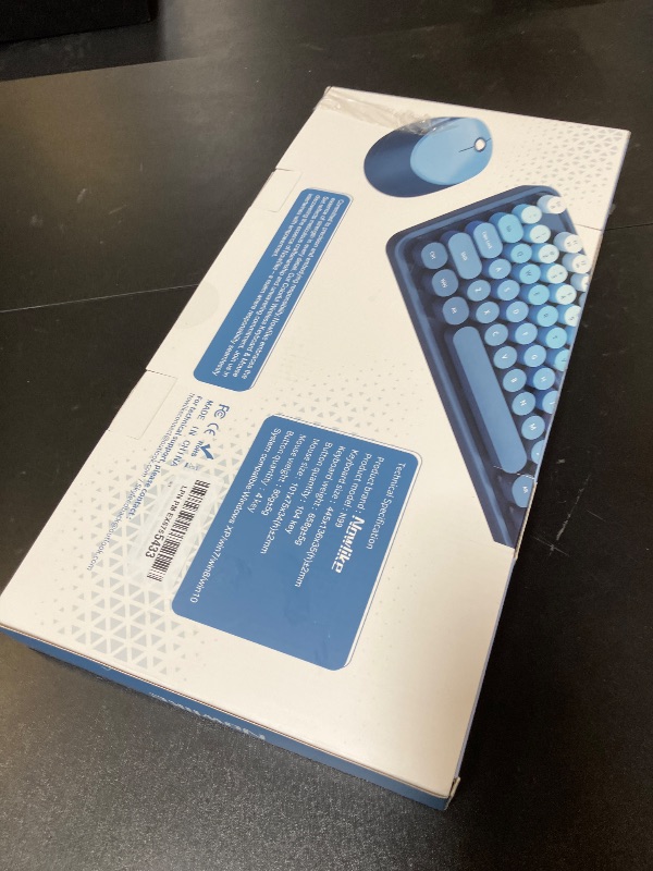 Photo 1 of Nowlike Wireless Keyboard and Mouse Combo, Retro Typewriter Keyboard with Round Keycaps, Full-Size Ergonomic, Blue, Ideal for Windows PC, Home, Office, and College, Wireless Keyboard Mouse Combo