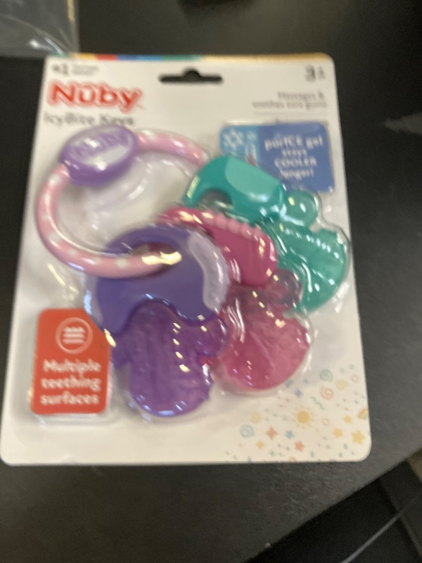 Photo 1 of Nuby Ice Gel Teether Keys - Silicone Soothing Baby Teether Toys for Infants - Gentle for Sore Gums Colorful and Fun Toys - Safe and Durable Infant Baby Teething Toy - Pink