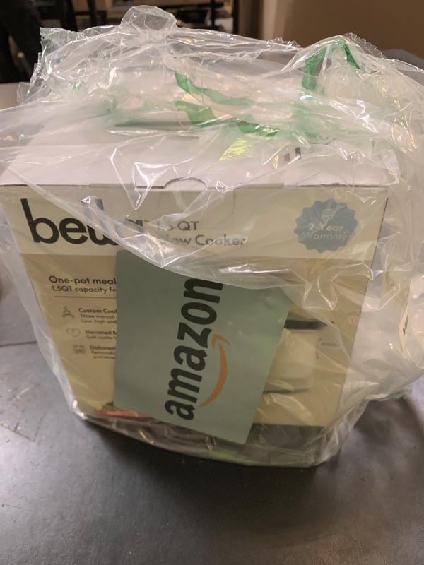 Photo 1 of bella 1.5 Qt Slow Cooker with 3 Heat Manual Control, Ceramic Nonstick Coating, Dishwasher Safe Stoneware Pot and Tempered Glass Lid, Tangle Free Cord Wrap & Cool Touch Handles, Oatmilk