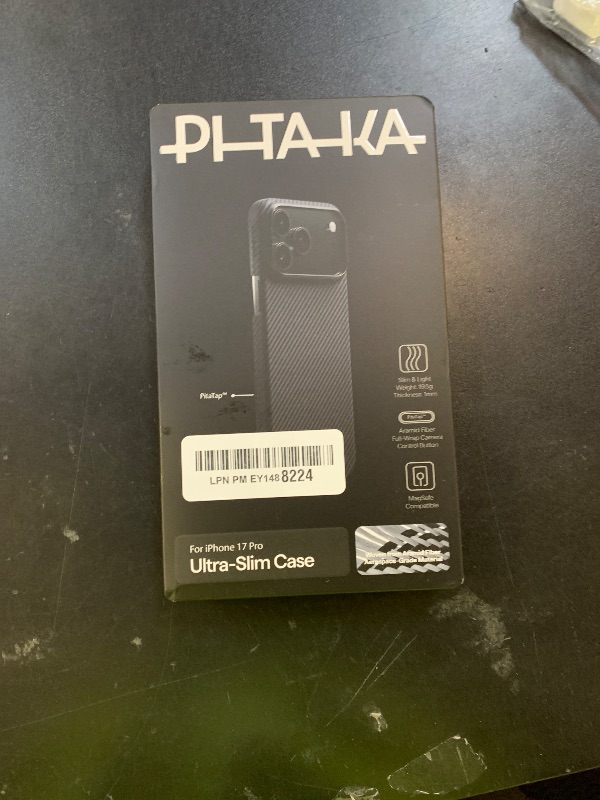 Photo 1 of pitaka for iPhone 17 Pro Case 6.3" with Camera Control Button, Compatible with MagSafe, Ultra-Slim Case with Caseless Touch Feeling, 600D Aramid Fiber Woven, Black/Grey(Twill)
