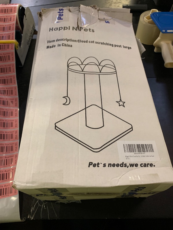 Photo 1 of Happi N Pets 28" Large Cloud Cat Scratching Post with Bed(Ø15.3in), Cat Tree Tower for Indoor Cats, Tall Scratch Post with Natural Sisal Ropes & Soft Plush Perch, Removable Cover & Enhanced Base