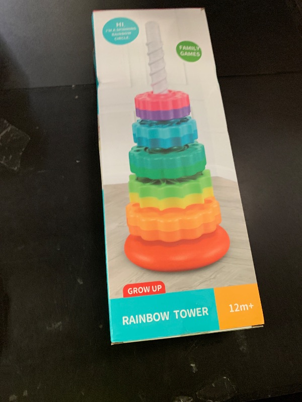 Photo 1 of JUXUE Baby Spinning Stacking Toys for Toddlers 1-3, Rainbow Ring Stacker Montessori Toys for Babies 6-12 Months, 1 2 3 One Year Old Girl Boy Christmas Birthday Gifts, Autism Sensory Learning Toy