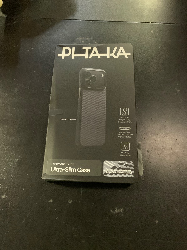Photo 1 of pitaka for iPhone 17 Pro Case 6.3" with Camera Control Button, Compatible with MagSafe, Ultra-Slim Case with Caseless Touch Feeling, 600D Aramid Fiber Woven, Black/Grey(Twill)