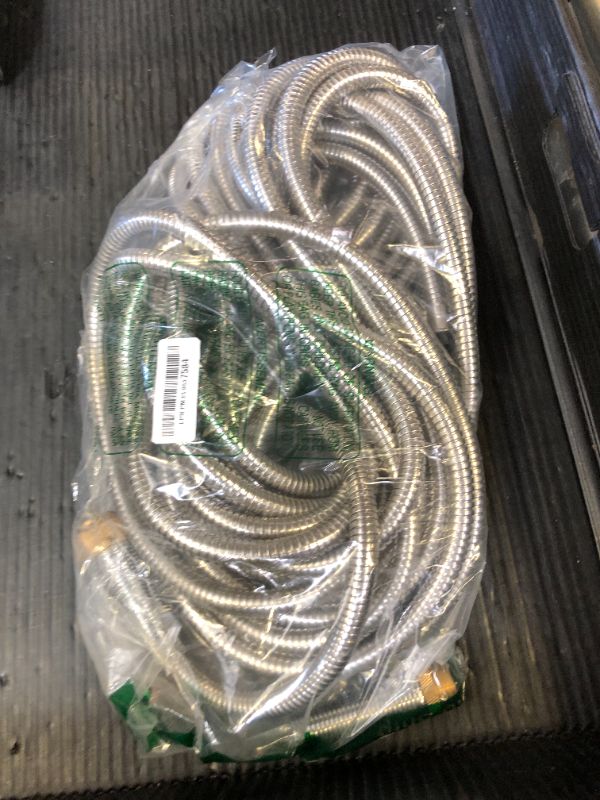 Photo 1 of HOMEIDEAS 50 ft Leak-proof Stainless Steel Metal Garden Hose Set - Newly Premium SUS304 Spring Protective Sleeve, Anticorrosive 3/4" Brass Fittings - Perfect for Outdoor Watering