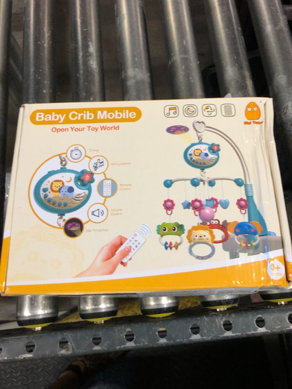 Photo 1 of Mini Tudou Baby Crib Mobile with Music and Lights,360°Rotation Remote Control Musical Mobile for Crib with 400 Lullabies,Projection Night Light and Chewable Rattle Toy,Crib Mobile for Girls and Boys