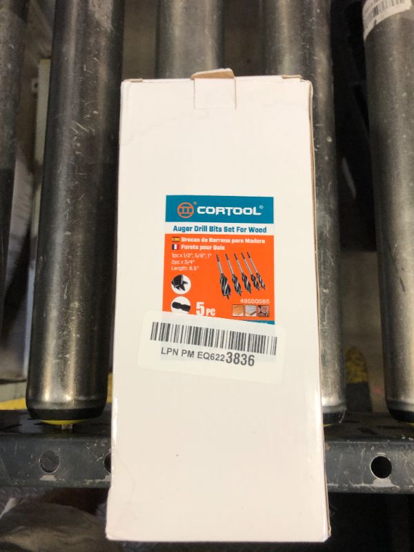 Photo 1 of CORTOOL Auger Drill Bit for Wood,1/2", 5/8", 3/4" and 1" Inch Size with Quick Change Hex Shank 5-Piece Drill Bit Set for Wood