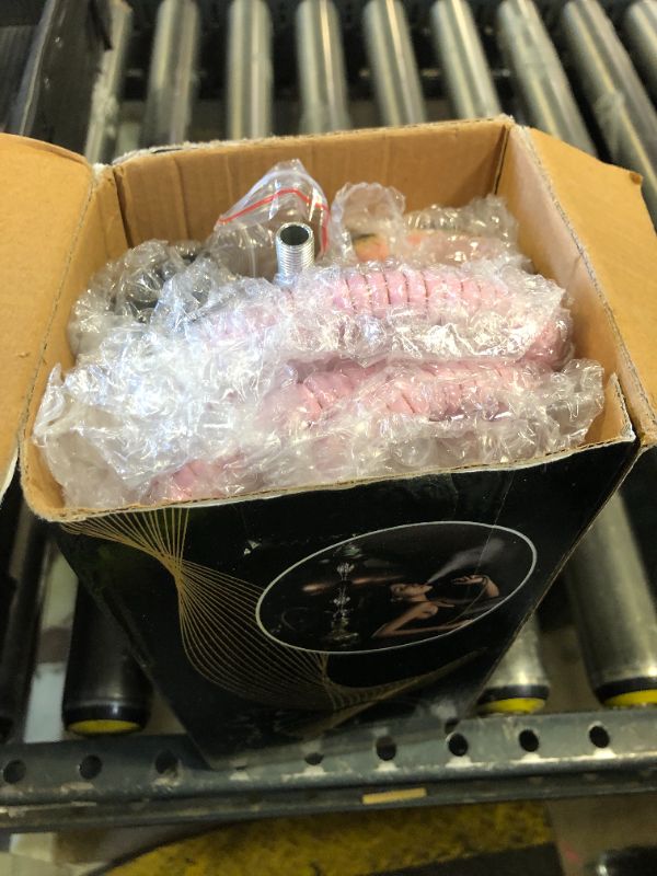 Photo 1 of 12'' Shisha Hookah Set - Modern Glass Vase, 2 Hose, 50 Hookah Foil, 50 Tips (Pink)
