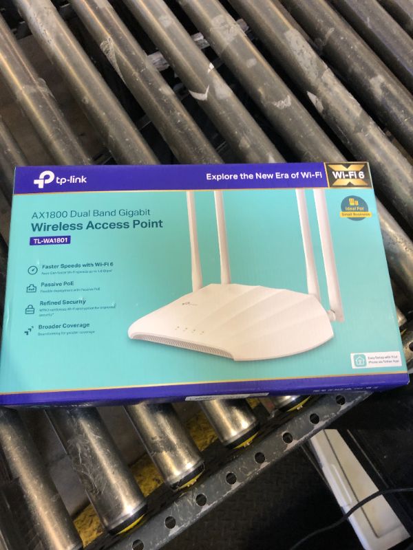 Photo 1 of TP-Link AX1800 Dual Band Gigabit Wi-Fi 6 Access Point (TL-WA1801) Desktop Wi-Fi Bridge HE80 & Beamforming Supports Multi-SSID/Client/Range Extender Mode 4 Fixed Antennas Passive PoE