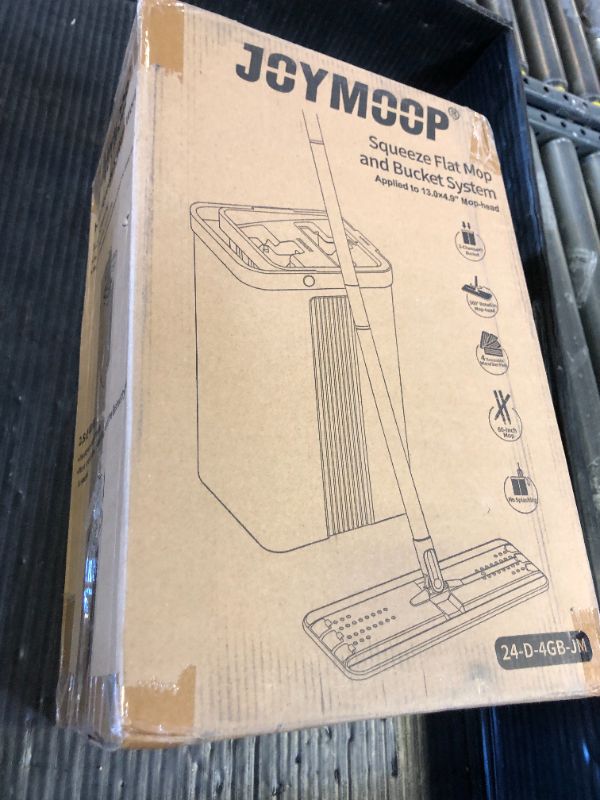 Photo 1 of JOYMOOP Mop and Bucket Set with Wringer, Flat Mops for Floor Cleaning, Wall Mop Cleaner with Long Handle, Hardwood Floor Mop with 4 Microfiber Pads