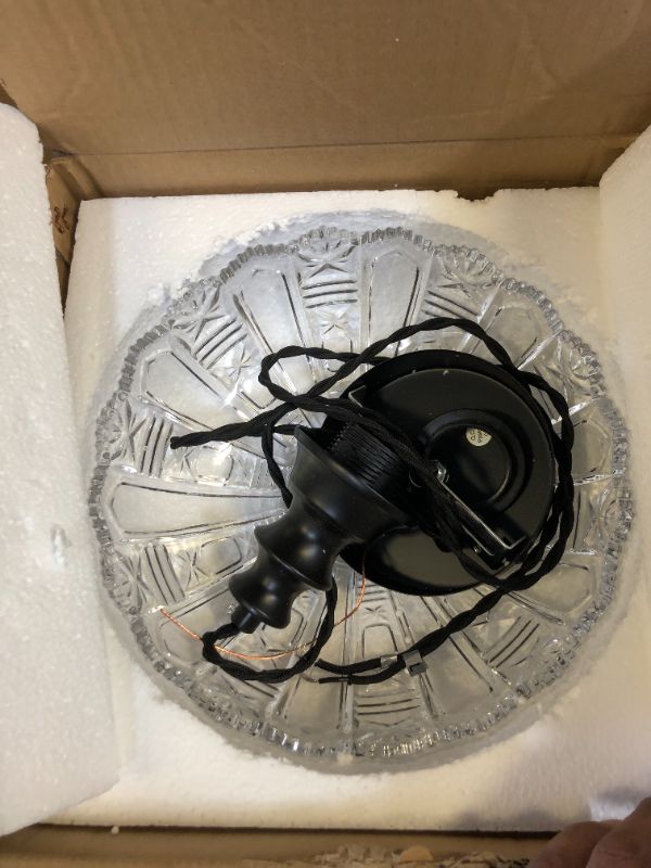 Photo 1 of 1-Light Pendant Light with Black Metal Glass Shade and Adjustable Cord Industrial Ceiling Hanging Light for Kitchen Island Bar Dining Room Bedroom Foyer Hallway Farmhouse