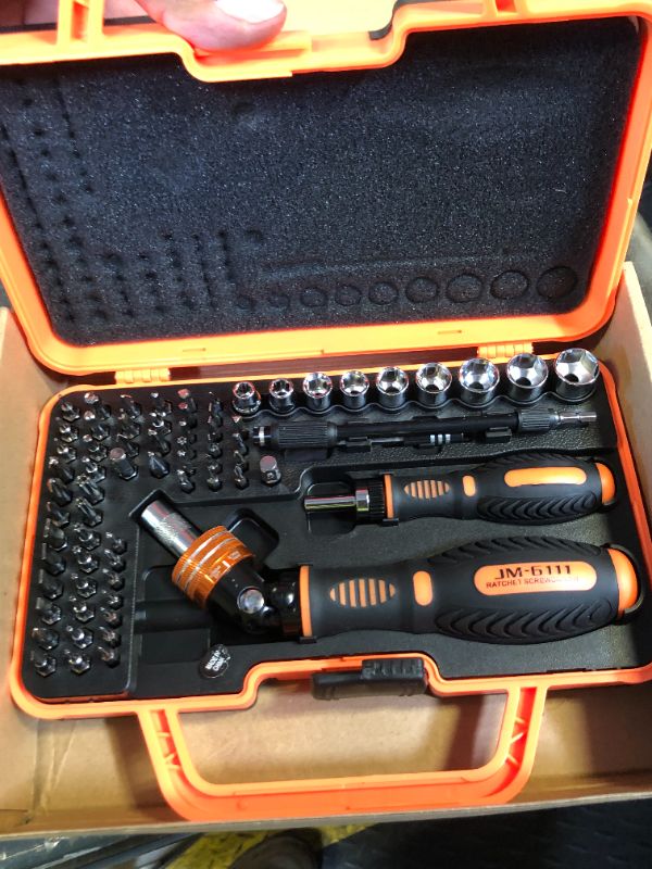 Photo 1 of Precision Ratchet Screwdriver Set, JAKEMY 69 in 1 Household Screwdriver Home Repair Tool Kit, Disassemble Magnetic Rotating Ratchet Screwdriver Kit for Furniture/Car/Computer/Electronics Maintenance