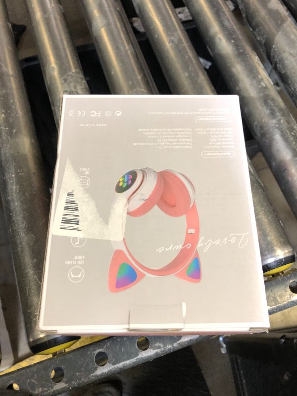 Photo 1 of TCJJ Kids Wireless Headphones - Cat Ear LED Light Up, Bluetooth 5.4, Safe Volume Limit, Noise Cancelling with Mic & TF Card for Girls Boys Toddlers School (Pink)