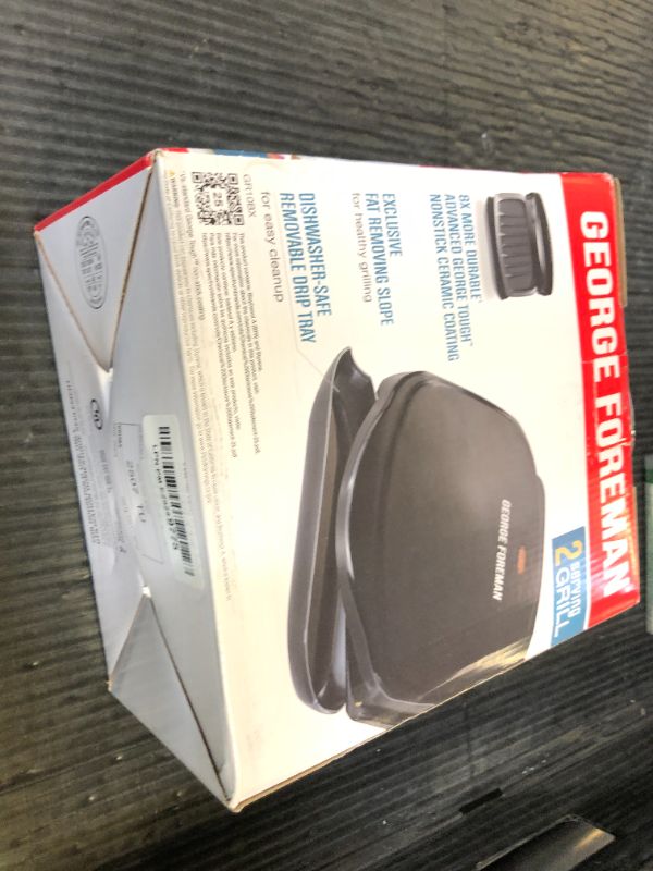Photo 1 of George Foreman 2-Serving Classic Plate Electric Indoor Grill and Panini Press, Black, Small Compact Size, GR10B