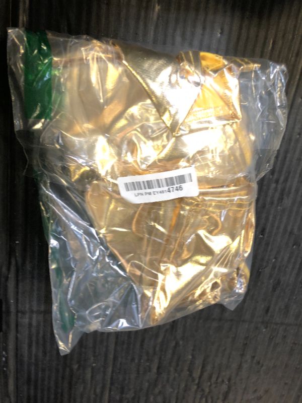 Photo 1 of PARTTELY Metallic Shorts for Women Elastic Drawstring Shiny Hot Short Sparkly Rave Party Pants with Sunglasses and Metallic Fanny Pack