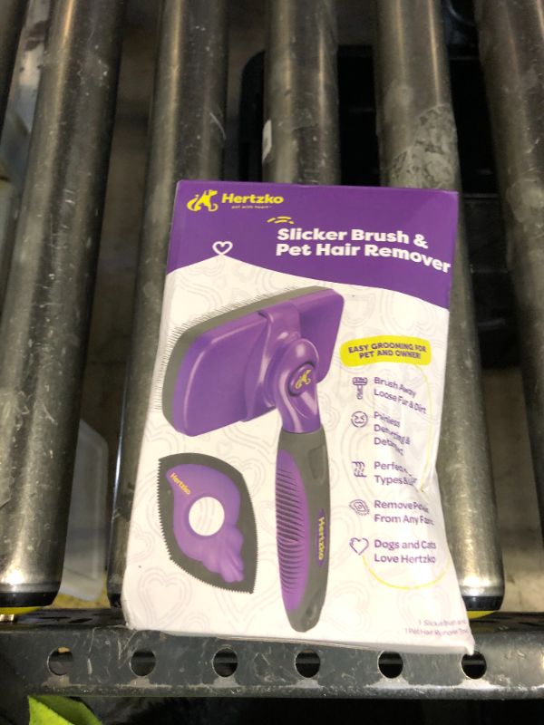 Photo 1 of Hertzko Dog Slicker Brush and Dog Hair Remover - Self-Cleaning Brush for Cats and Dogs - Pet Hair Remover Brush for Fur - Gently Removes Mats, Tangles, and Loose Hair - Ideal for Home Use