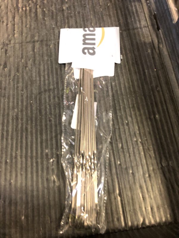 Photo 1 of 12PCS Kabob Skewers Flat Metal BBQ Barbecue Skewer 14" Long Stainless Steel Shish Kebob Sticks Wide Reusable Grilling Skewers Set for Meat Shrimp Chicken Vegetable, 12 Pack