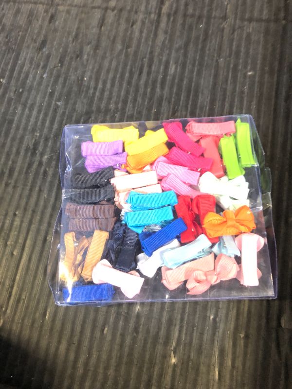 Photo 1 of Mini Fully Lined Grosgrain Ribbon Hair Bows Clips for Baby Girls with Fine Hair - 40PCS (20 Color Pairs)