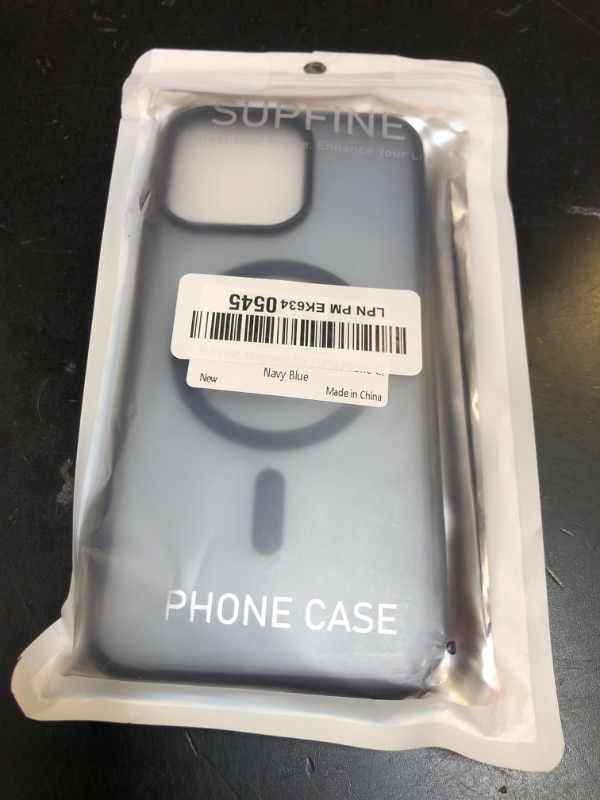 Photo 1 of SUPFINE Magnetic for iPhone 15 Pro Max Case (Compatible with MagSafe) (Military Grade Drop Protection) Slim Translucent Matte Shockproof with Anti-Fingerprint Phone Case,Navy Blue