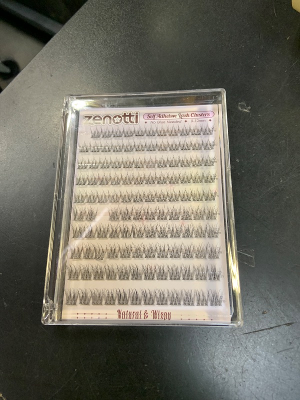 Photo 1 of Natural Self Adhesive Clusters Lashes No Glue Self Adhesive Wispy Cluster Eyelashes Extensions Pre-glued Lashes Cluster Reusable C-Curly Individual Lashes 9-12mm Press on Lash by zenotti