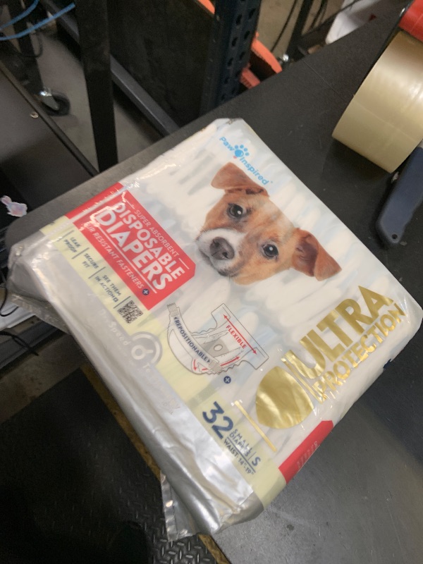 Photo 1 of Paw Inspired 32ct Disposable Dog Diapers | Female Dog Diapers Ultra Protection | Diapers for Dogs in Heat, Excitable Urination, or Incontinence (Small)