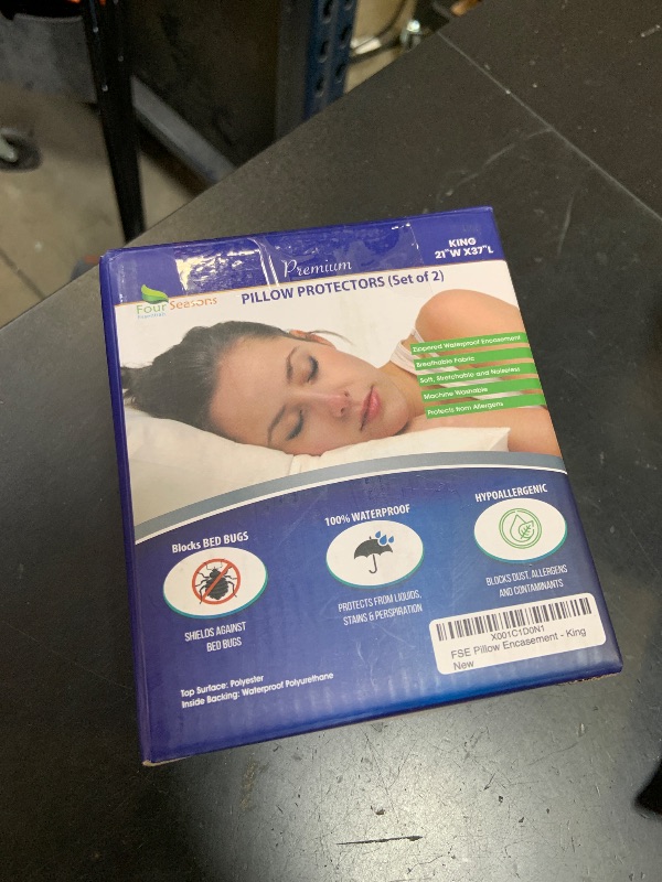 Photo 1 of Four Seasons Essentials Waterproof King Pillow Protectors (Set of 2) – Zippered Pillow Cover Hypoallergenic Dust Allergy Proof Encasement