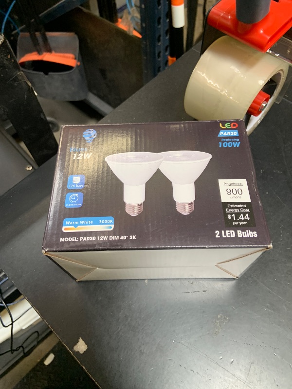 Photo 1 of 2 Pack PAR30 Outdoor LED Flood Light Bulb 12W 100 Watt Equivalent 900 Lumens Dimmable Waterproof E26 3000K Warm White LED Flood Light Bulbs for Security Spotlight Recessed Bulb