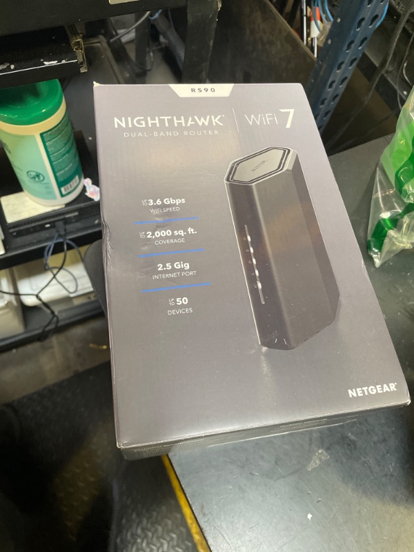 Photo 1 of NETGEAR Nighthawk Dual-Band WiFi 7 Router (RS90) – Security Features, BE3600 Wireless Speed (up to 3.6 Gbps) - Covers up to 2,000 sq. ft., 50 Devices – 2.5 Gig Internet Port - Free Expert Help