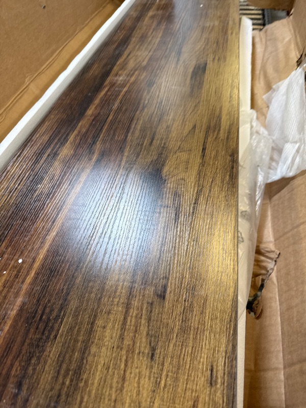 Photo 1 of LITTLE TREE Wooden Dining Table Set for 6, 63-Inch Rectangle Kitchen Table, Modern Dinner Table for Home Dining Room, Kitchen Room, Dark Brown