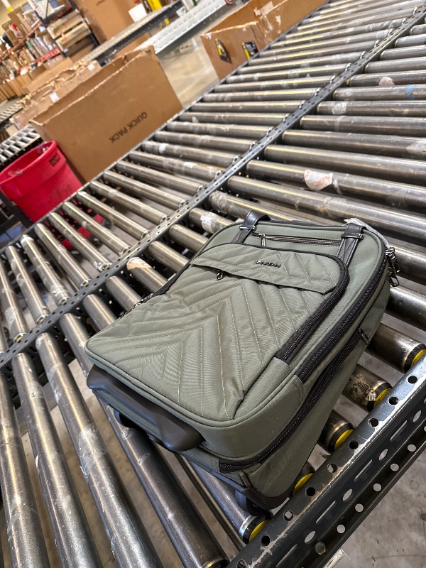 Photo 1 of VANKEAN Carry On Underseat 16-inch Multi-functional Underseater Lightweight Overnight Suitcase with Wheels, Roller Case for Men Women Travel Business, Army Green
