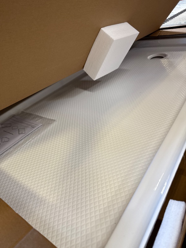 Photo 1 of DreamLine SlimLine 32 in. D x 60 in. W x 2 3/4 in. H Left Drain Single Threshold Shower Base in White