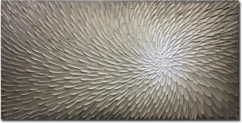 Photo 1 of Hand Painted Acrylic Wall Art Abstract Knife 3d Oil Painting Textured Floral Artwork Art Wood Inside Framed Hanging Wall Decoration Oil