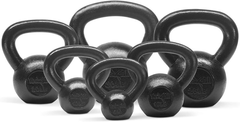 Photo 1 of Yes4All Cast Iron Kettlebell Weight Sets – Weights Available: 5, 10, 15, 20, 25, 30 lbs and Adjustable Kettlebell Handle
