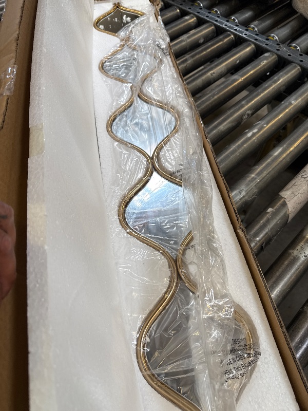Photo 1 of Kate and Laurel Loxi Slim Teardrop Panel Wall Mirror, 7 x 42, Gold, Glam Tall Teardrop Mirror Wall Decor for Use as Skinny Entryway Mirror or Decorative Bedroom Mirror
