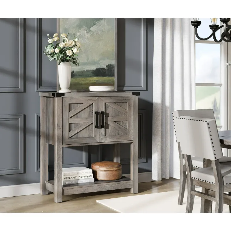 Photo 1 of Wood Sideboard with Cabinet color unknown